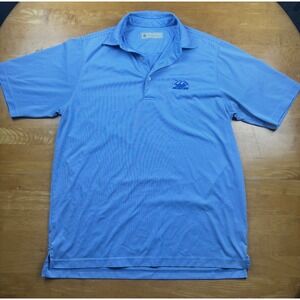 Donald Ross Mens Blue White Striped Desert Mountain Golf Polo Shirt Size Medium